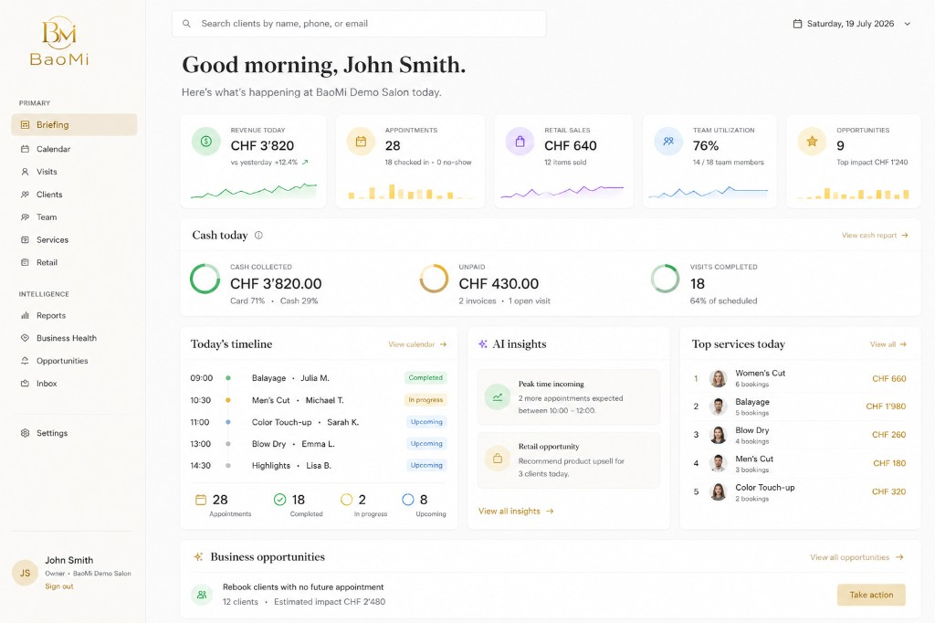BaoMi morning operating picture — representative product composition.